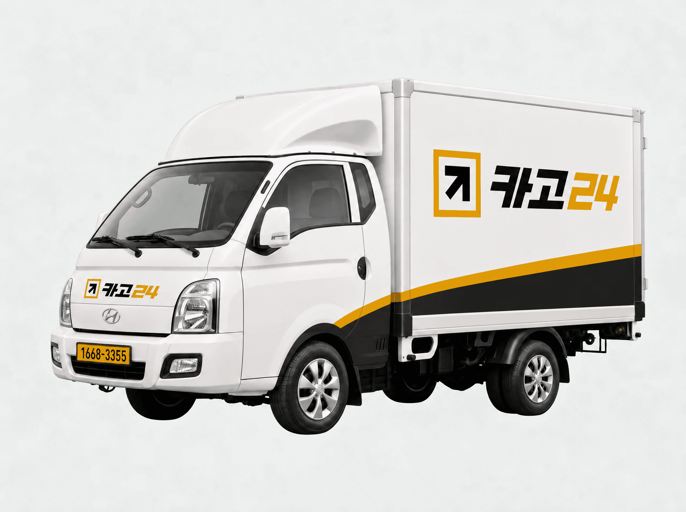 카고24 로고가 랩핑된 포터 1톤 내장탑차