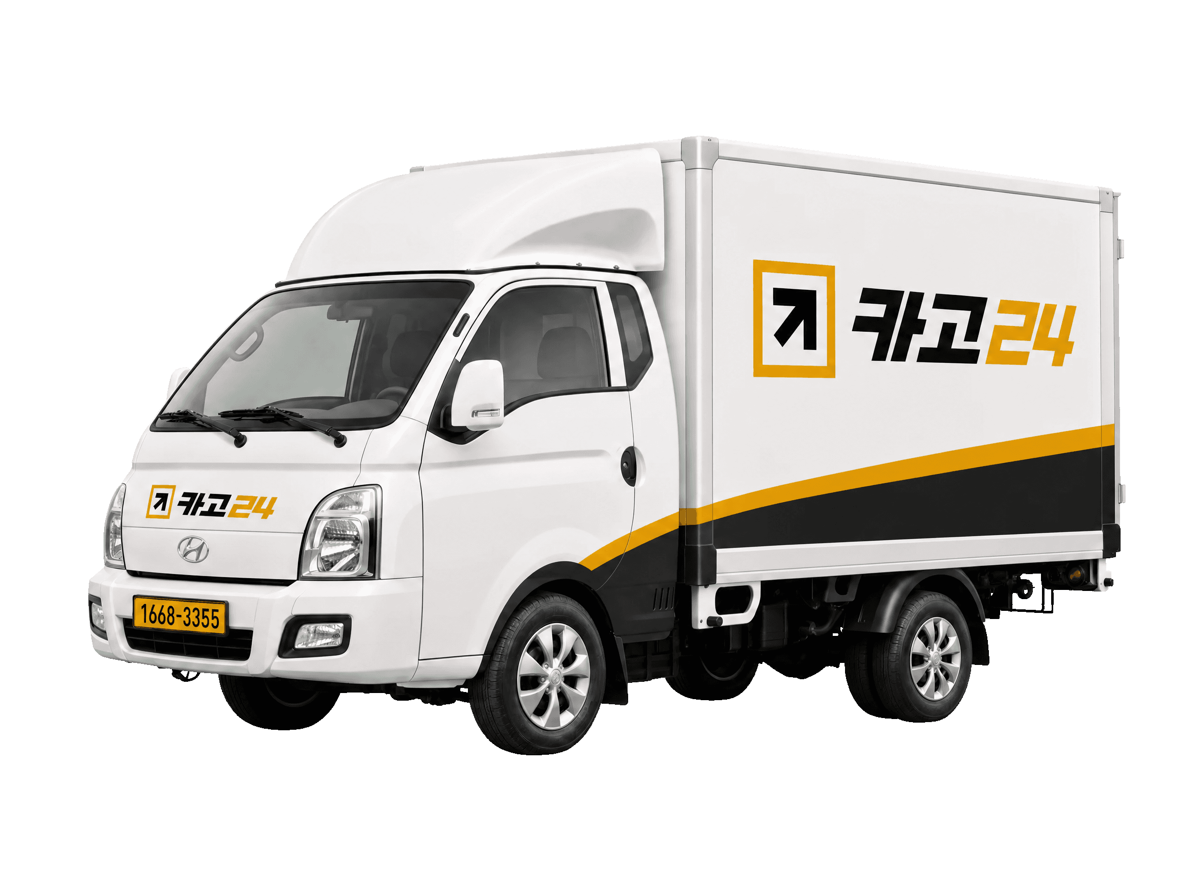 카고24 로고가 랩핑된 포터 1톤 내장탑차